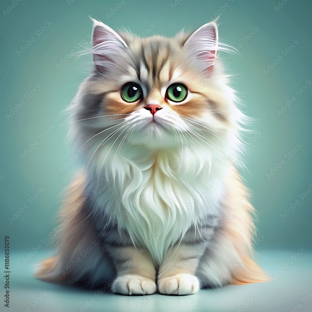 A cute persian cat sitting on colorful background A cute persian cat sitting on colorful background