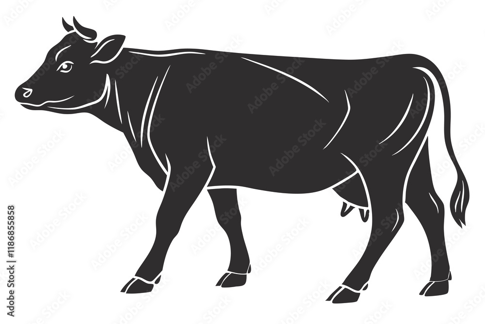 Fototapeta premium a silhouette (cow)with a white background