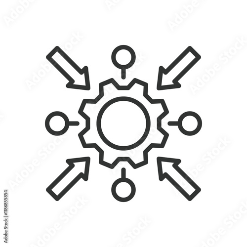 Specific functionality, icon in line design. Specific functionality, custom features, specialized tools, unique capabilities on white background vector. Specific functionality editable stroke icon