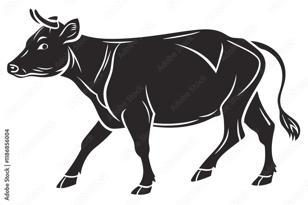 Fototapeta premium a silhouette (cow)with a white background