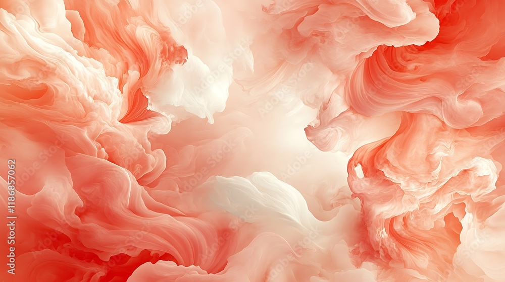 Abstract Coral and Cream Swirling Fluid Art Abstract Coral and Cream Swirling Fluid Art