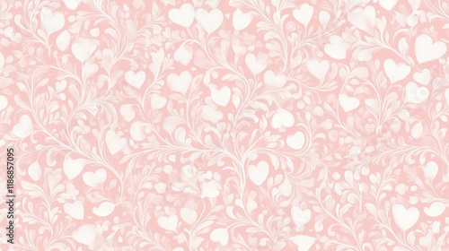 Romantic Valentine's Day Seamless Pink Hearts Pattern for Wedding Invitation