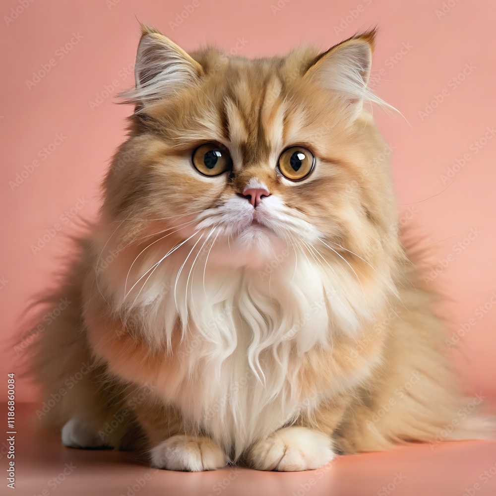 A cute persian cat sitting on colorful background A cute persian cat sitting on colorful background
