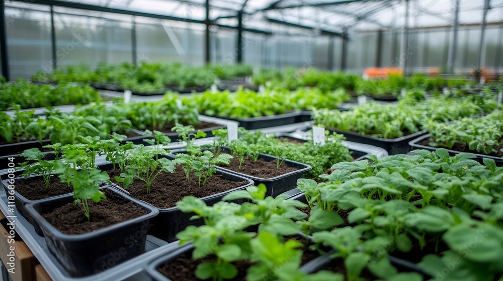 Vibrant Greenhouse Filled with Lush Herb Plants for Fresh Culinary Adventures : Generative AI Vibrant Greenhouse Filled with Lush Herb Plants for Fresh Culinary Adventures : Generative AI