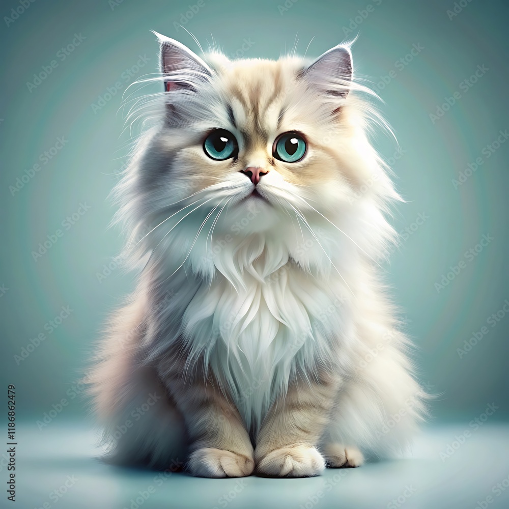 A cute persian cat sitting on colorful background A cute persian cat sitting on colorful background