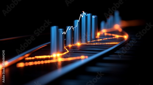 Financial Growth Progress on a Railroad Track