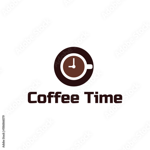 Simple coffee time flat logo illustration.