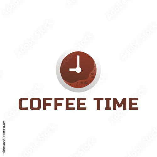 Simple coffee time flat logo illustration.