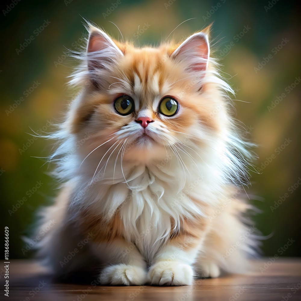 A cute persian cat sitting on colorful background A cute persian cat sitting on colorful background