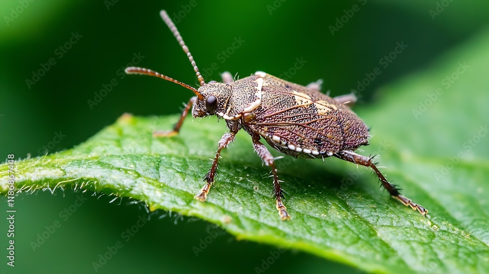 Macro Shot of Bug on Leaf Showcasing Intricate Patterns and Natural Wildlife Details : Generative AI Macro Shot of Bug on Leaf Showcasing Intricate Patterns and Natural Wildlife Details : Generative AI