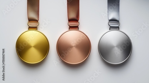Three medals are shown in the image, with the middle one being gold and the other two being silver