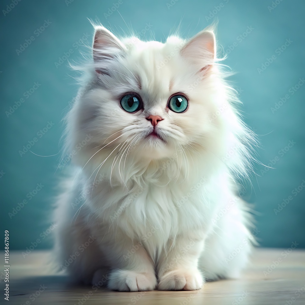 A cute persian cat sitting on colorful background A cute persian cat sitting on colorful background