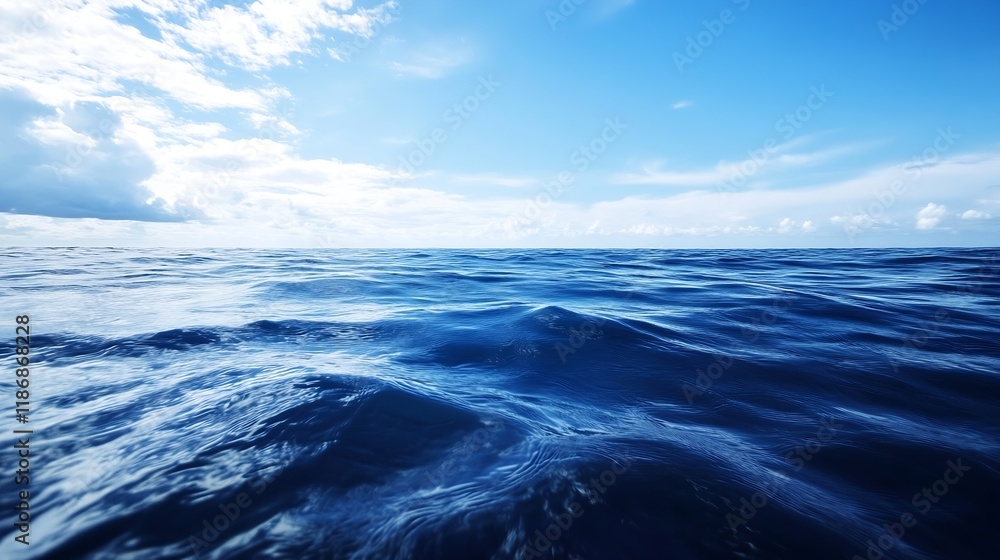 Serene Ocean Horizon with Gentle Waves Under Clear Blue Sky : Generative AI Serene Ocean Horizon with Gentle Waves Under Clear Blue Sky : Generative AI