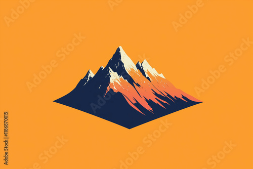 Bold logo design for adventure company featuring stylized mountain silhouette with vibrant colors for outdoor enthusiasts photo