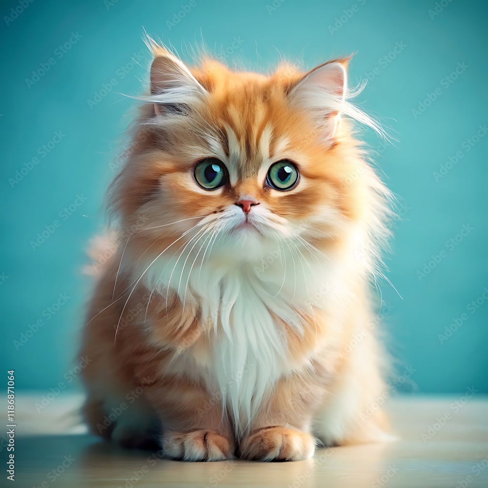 A cute persian cat sitting on colorful background A cute persian cat sitting on colorful background
