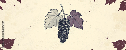 Heritage logo featuring a detailed illustration of grapes and vines representing a winerys craftsmanship and tradition photo