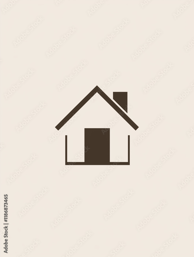 Modern logo design for a real estate agency featuring a simple house icon in neutral colors Modern logo design for a real estate agency featuring a simple house icon in neutral colors
