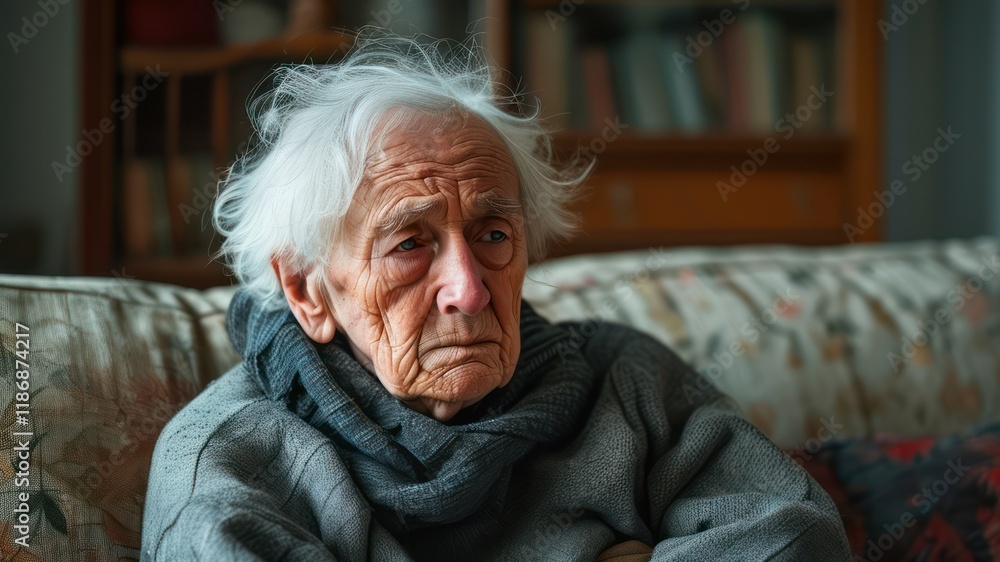 Elderly man with expressive face reflects thoughts in a cozy indoor setting, embodying feelings of solitude and wisdom Elderly man with expressive face reflects thoughts in a cozy indoor setting, embodying feelings of solitude and wisdom