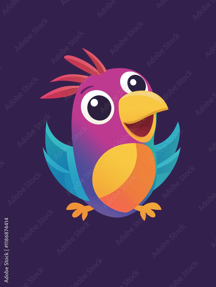 Playful bird logo design for an engaging childrens educational app featuring vibrant colors and a friendly character Playful bird logo design for an engaging childrens educational app featuring vibrant colors and a friendly character