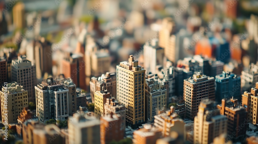 Obraz premium Detailed Miniature Cityscape with HighRise Buildings and Vibrant Urban Details : Generative AI