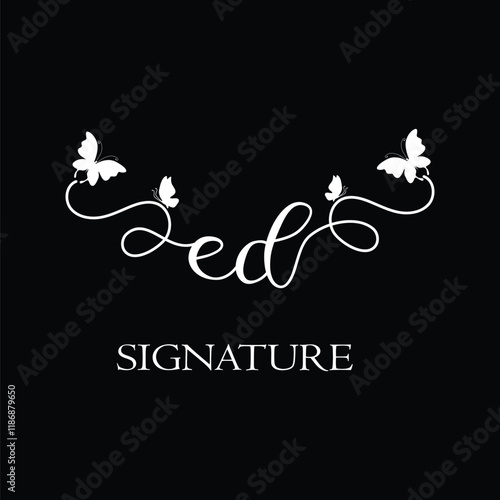 ED Handwritten initial letter, ED simple signature vector logo with butterfly shape variation, beauty, photography letter logo design. E D