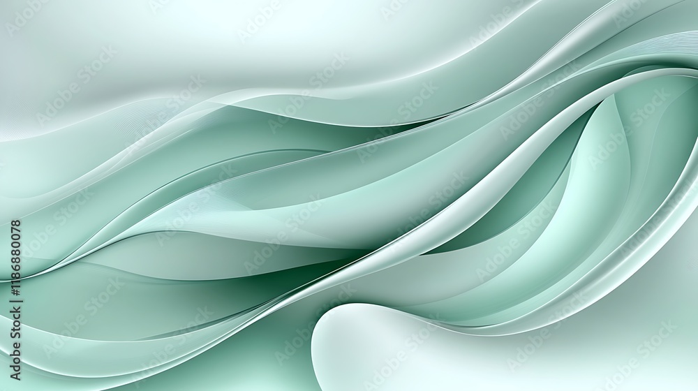 Abstract Green Wave Design Smooth Curves Flowing Background Abstract Green Wave Design Smooth Curves Flowing Background