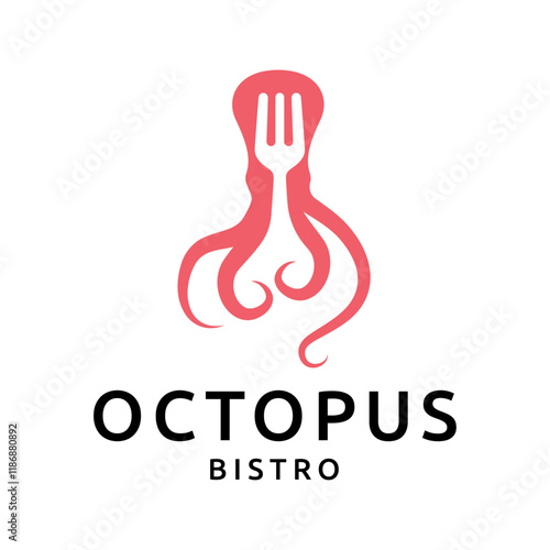 Octopus logo design, Seafood logo illustration template.