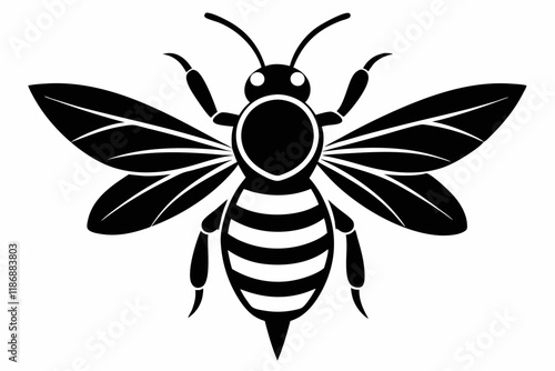 bee silhouette line art vector illustration with a white background