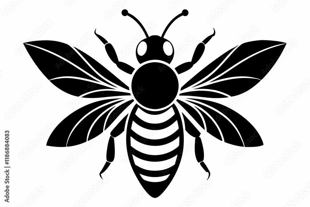 Fototapeta premium bee silhouette line art vector illustration with a white background