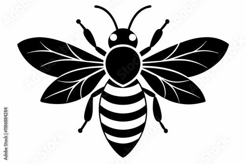 bee silhouette line art vector illustration with a white background