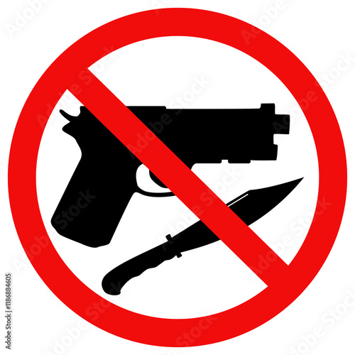 Weapon prohibited icon. No weapons gun and knife. vector design