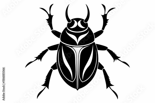 beetle silhouette line art vector illustration with a white background