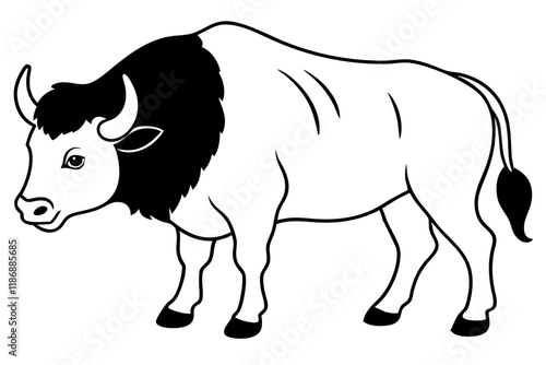 bison silhouette line art vector illustration with a white background