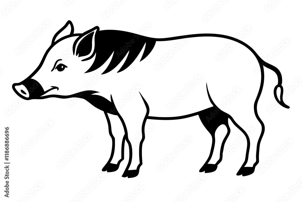 boar silhouette line art vector illustration with a white background boar silhouette line art vector illustration with a white background
