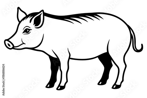 boar silhouette line art vector illustration with a white background