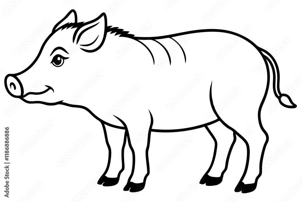 Fototapeta premium boar silhouette line art vector illustration with a white background