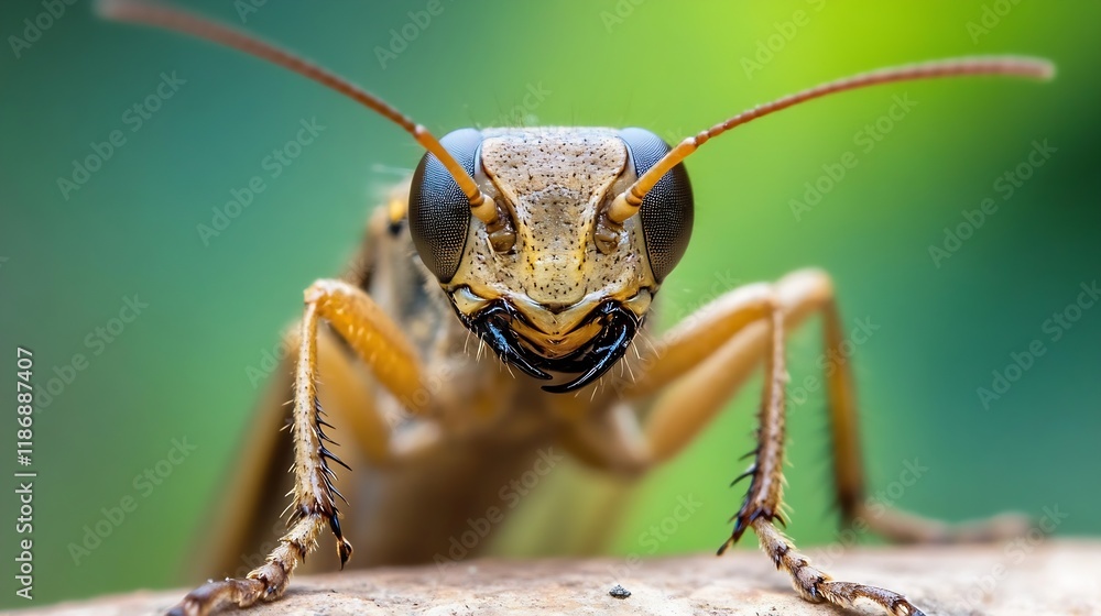 Detailed View of a Vibrant Grasshopper Eye with Greenery Background : Generative AI Detailed View of a Vibrant Grasshopper Eye with Greenery Background : Generative AI