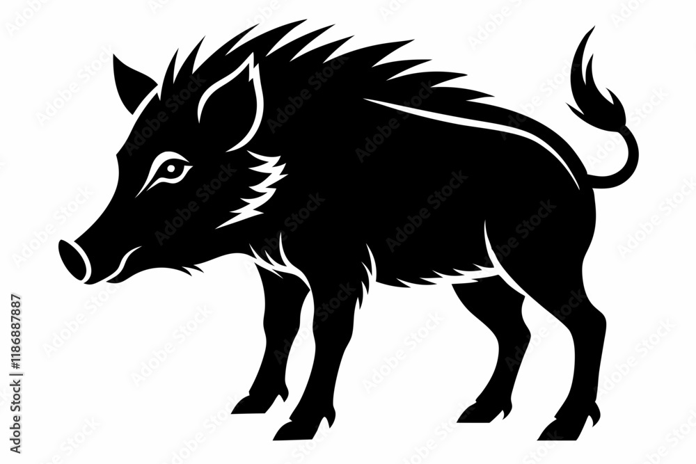 boar silhouette line art vector illustration with a white background boar silhouette line art vector illustration with a white background