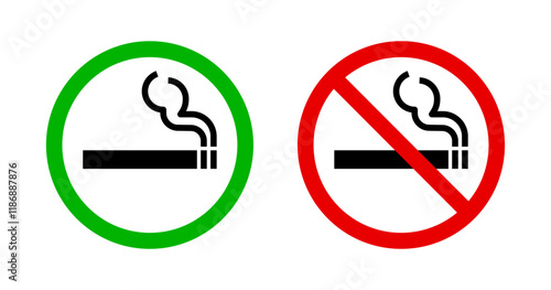 No smoking and smoking area sign set