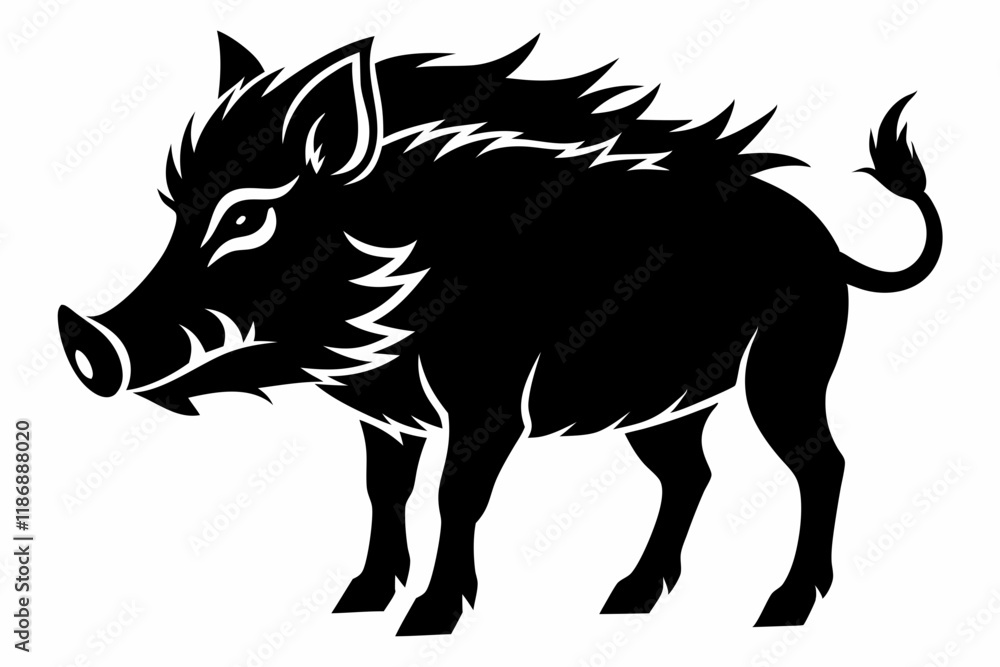 boar silhouette line art vector illustration with a white background boar silhouette line art vector illustration with a white background