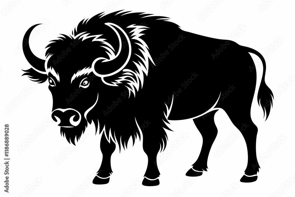 buffalo silhouette line art vector illustration with a white background buffalo silhouette line art vector illustration with a white background