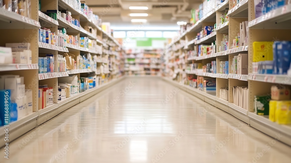 Aisle in Modern Grocery Store with WellStocked Shelves and Bright Lighting : Generative AI Aisle in Modern Grocery Store with WellStocked Shelves and Bright Lighting : Generative AI