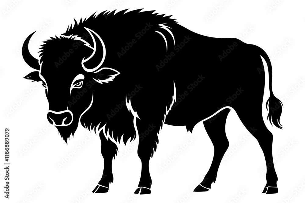buffalo silhouette line art vector illustration with a white background buffalo silhouette line art vector illustration with a white background