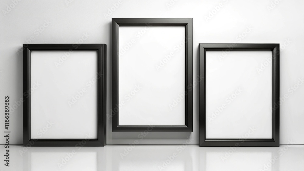 Four 8x10 thin black frames. 3D illustration.
Four 8x10 thin black frames. 3D illustration.