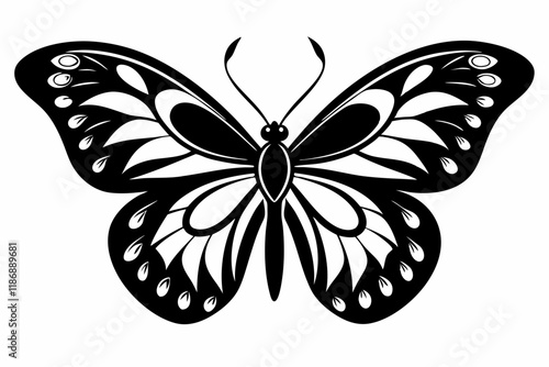 butterfly silhouette line art vector illustration with a white background