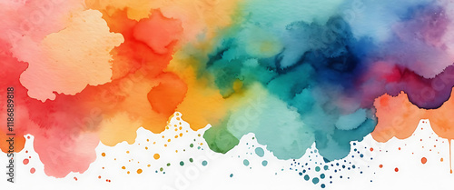 Abstract Watercolor Rainbow Color Splashes Background