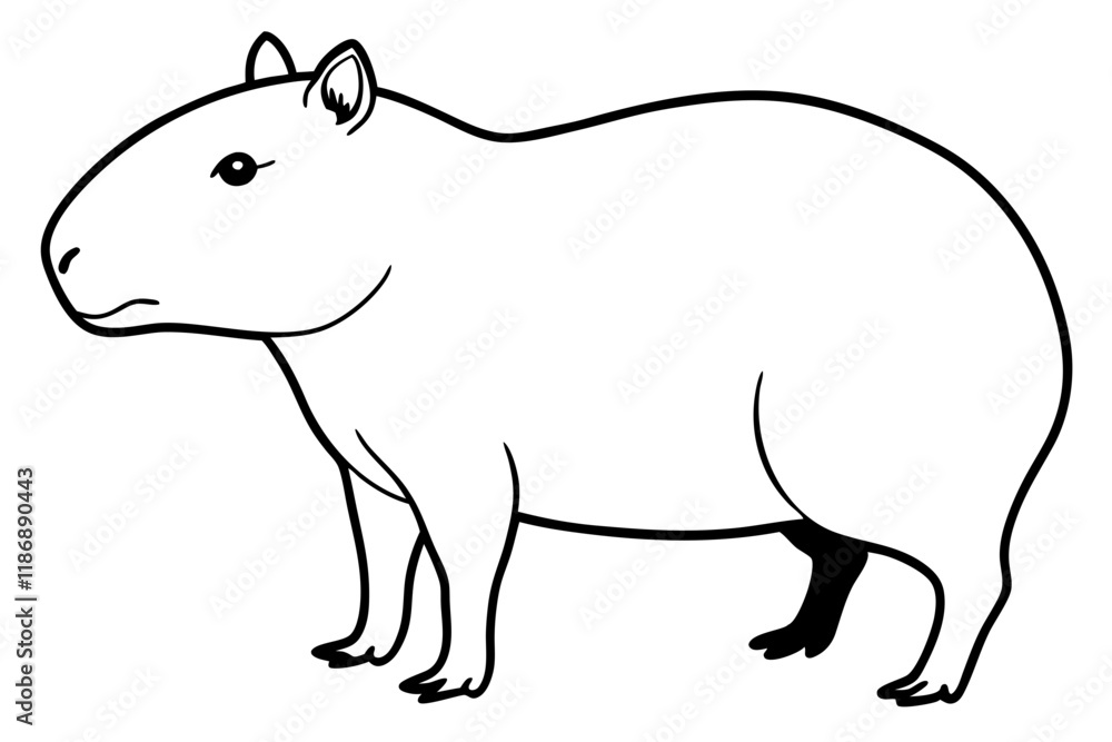 capybara silhouette line art vector illustration with a white background capybara silhouette line art vector illustration with a white background