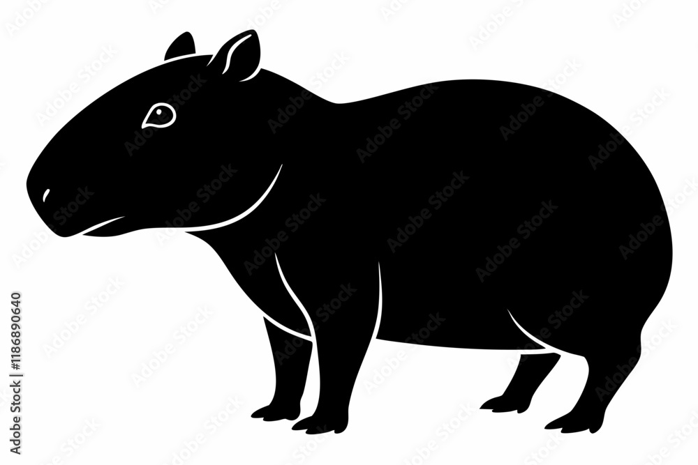 Obraz premium capybara silhouette line art vector illustration with a white background