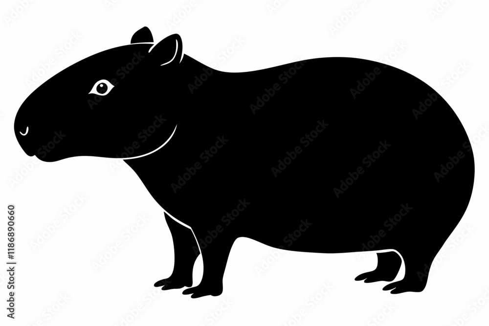 Fototapeta premium capybara silhouette line art vector illustration with a white background
