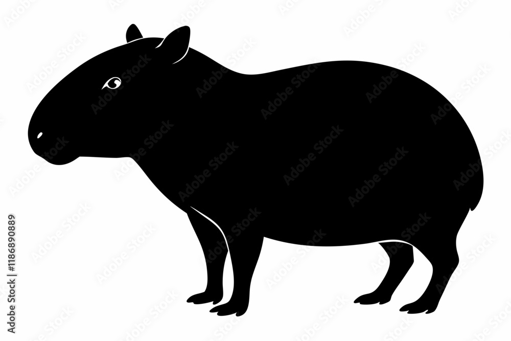 Obraz premium capybara silhouette line art vector illustration with a white background